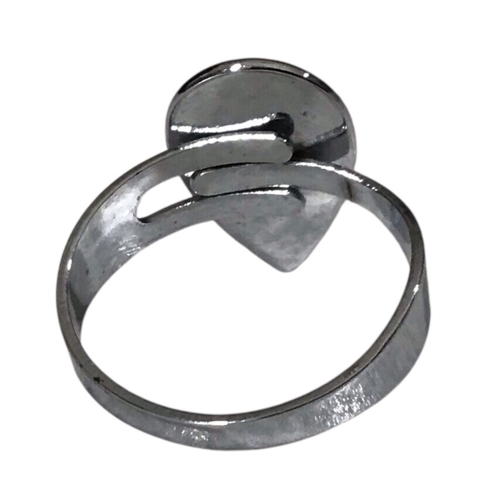 Abalone Shell Ring Silver Tone Adjustable Band Vi… - image 6